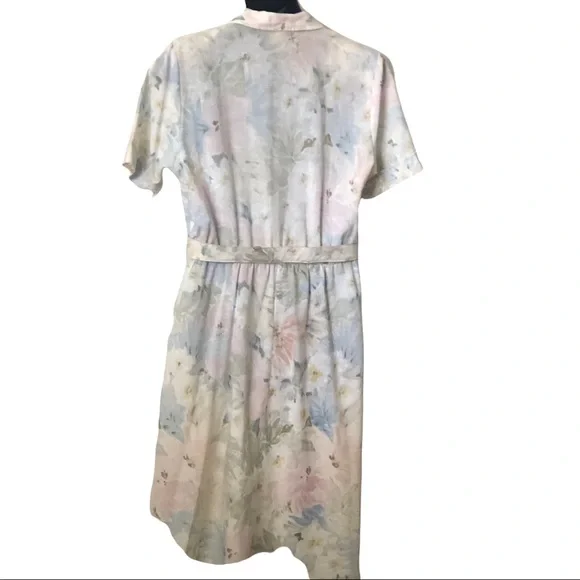 Vintage Women’s Pastel Blue Pink and Green Shirtwaist Dress Size - Picture 7 of 12